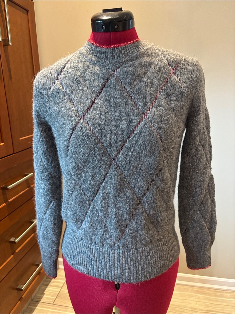 Like New ❤️ Isabel Marant Alpaca Blend Quilted Grey Wool Sweater Sz 4 / S / 36
